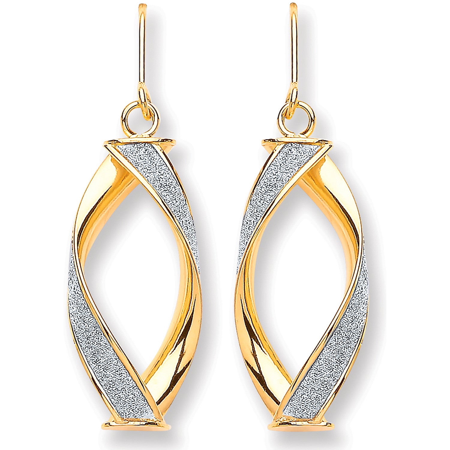 9ct Yellow Gold Twist Glitter Drop Earring