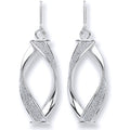 9ct White Gold Twist Glitter Drop Earring
