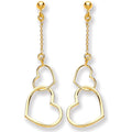 9ct Yellow Gold Heart Drop Earring