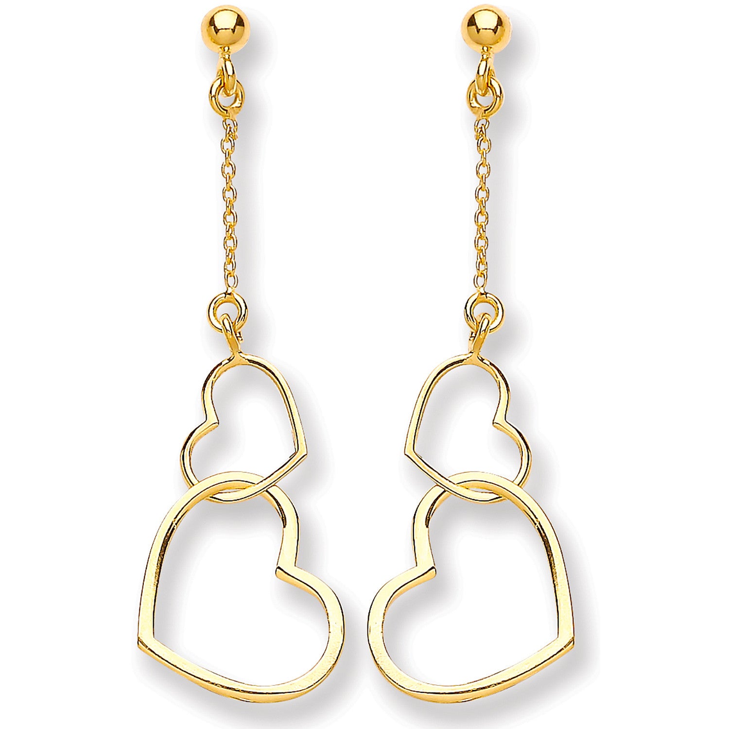 9ct Yellow Gold Heart Drop Earring
