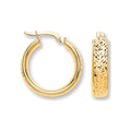 9ct Yellow Gold 20mm Tyre Tread Design D Shape Earrings