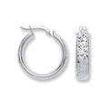 9ct White Gold 20mm Tyre Tread Design D Shape Earrings
