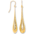 9ct Yellow Gold Imprint Drop Hook Earrings