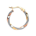 9ct Yellow, White & Red Gold 20mm Twist Earrings