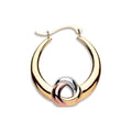 9ct Yellow White & Red Gold Large Hollow Fancy Hoop Earrings
