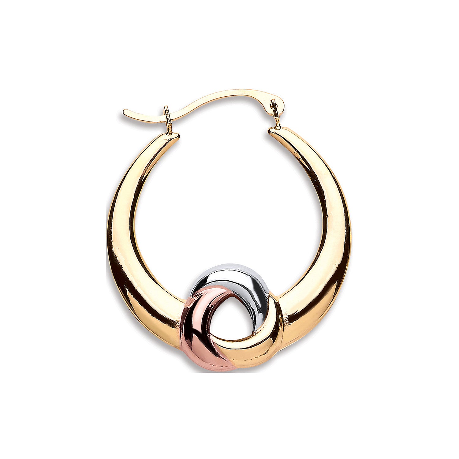 9ct Yellow White & Red Gold Large Hollow Fancy Hoop Earrings