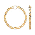 9ct Yellow Gold 61mm Twisted Hollow Hoop Earrings
