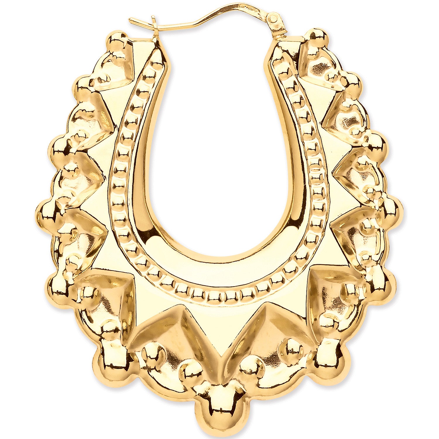 9ct Yellow Gold Large Traditional Creoles Earrings