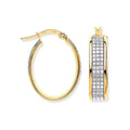 9ct Yellow Gold Glitter p/c Illusion Oval Hoop Earrings