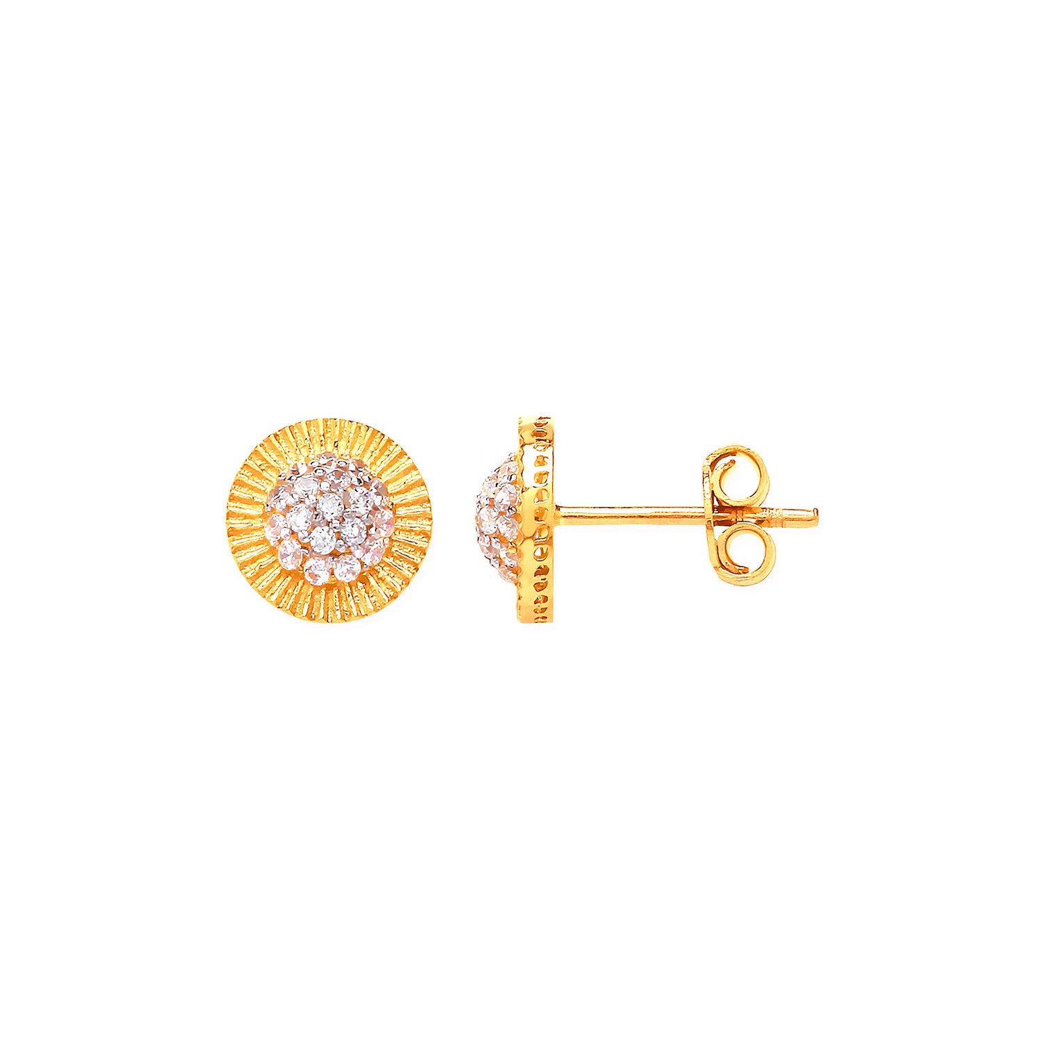 9ct Yellow Gold 8mm Round Cubic Zirconia Stud Earrings