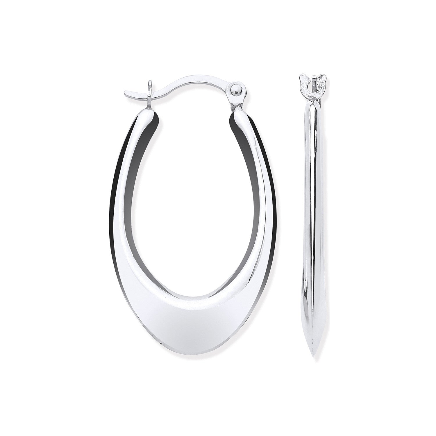 9ct White Gold Hollow Plain Tube Earrings