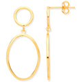 9ct Yellow Gold Circle & Oval Open Drop Earrings