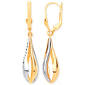 9ct Yellow & White Gold Teardrop Style Earrings