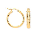 9ct Yellow Gold 18mm Ribbed Hoop Earrings