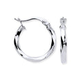 9ct White Gold 16mm Faceted Hoop Earrings