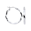 9ct White Gold 22mm Faceted Hoop Earrings