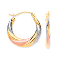 9ct Yellow, White & Red Gold Twist Hoop Earrings