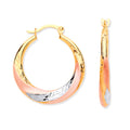 9ct Yellow, White & Red Gold Twist Hoop Earrings
