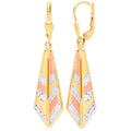 9ct White, Rose & Yellow Gold Drop Earrings