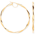 9ct Yellow Gold 55mm Hollow Twist Hoop Earrings
