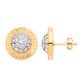 9ct Yellow Gold 15mm Large Round Cubic Zirconia Stud Earrings