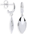 9ct White Gold Hollow Marquise Shape Drop Earrings