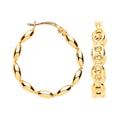 9ct Yellow Gold Coffee Bean 20mm Hoop Earrings