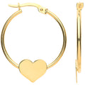 9ct Yellow Gold Hoop with Heart Earrings