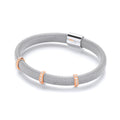 Sterling Silver Mangetic Bangle with Three Rose Lines of Cubic Zirconia's