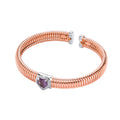Rose Coated Sterling Silver Bangle with Amethyst 0.95ctw Heart