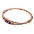 Rose Coated Sterling Silver, Micro Pave' Cubic Zirconia's and Stone Bangle