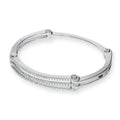 Micro Pave' Cubic Zirconia Hinged Sterling Silver Bangle