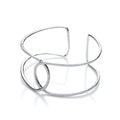Micro Pave' Two Row Cubic Zirconia Interlocking Cuff Sterling Silver Bangle