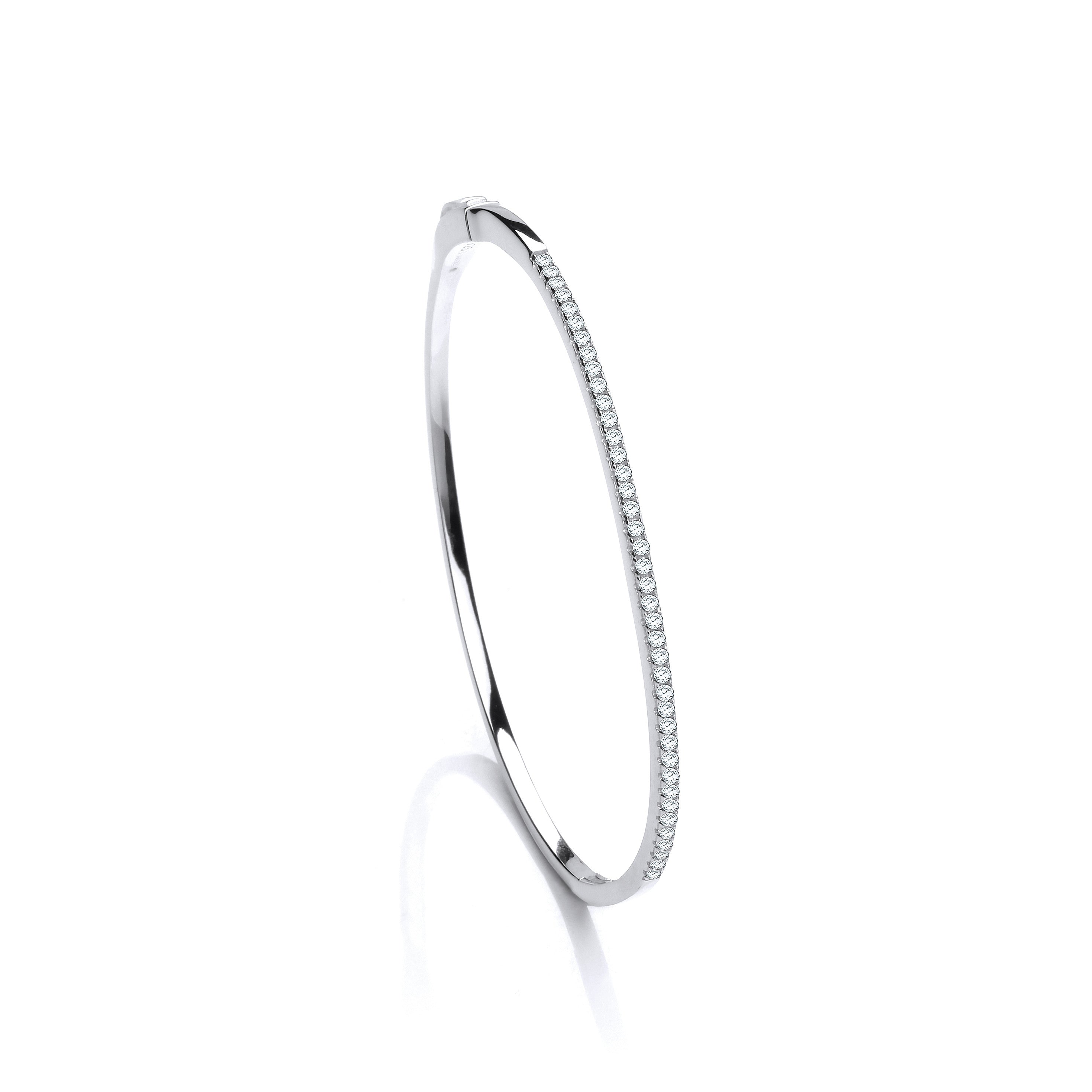Sterling Silver Cubic Zirconia J-Jaz Bangle