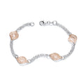 Rose & Sterling Silver Filigree Links Bracelet