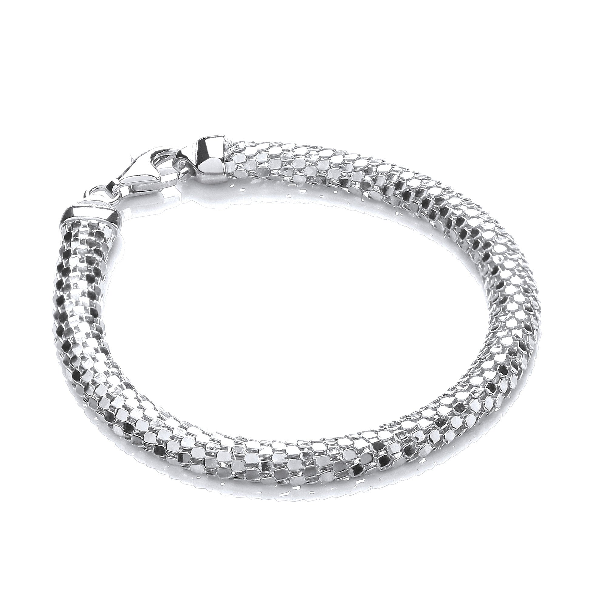 D-Shape Sterling Silver Colour Mesh Bracelet