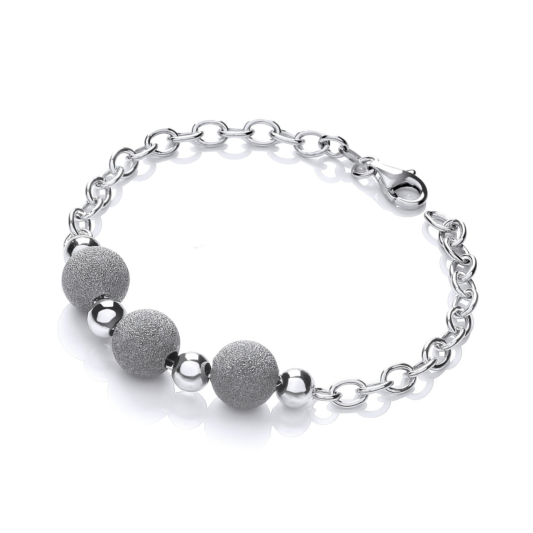 Sterling Silver with Three Moondust Beads Bracelet