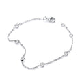 Sterling Silver Rh.Plated Rubover 5 Cubic Zirconia's Bracelet 7"