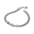 Sterling Silver Mesh with Cubic Zirconia's 7"/19cm Bracelet