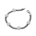Ruthenium Mesh with Five Circles Cubic Zirconia's 7"/19cm Bracelet