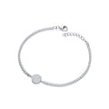Sterling Silver Friendship Bracelet with Pave Round Pendant