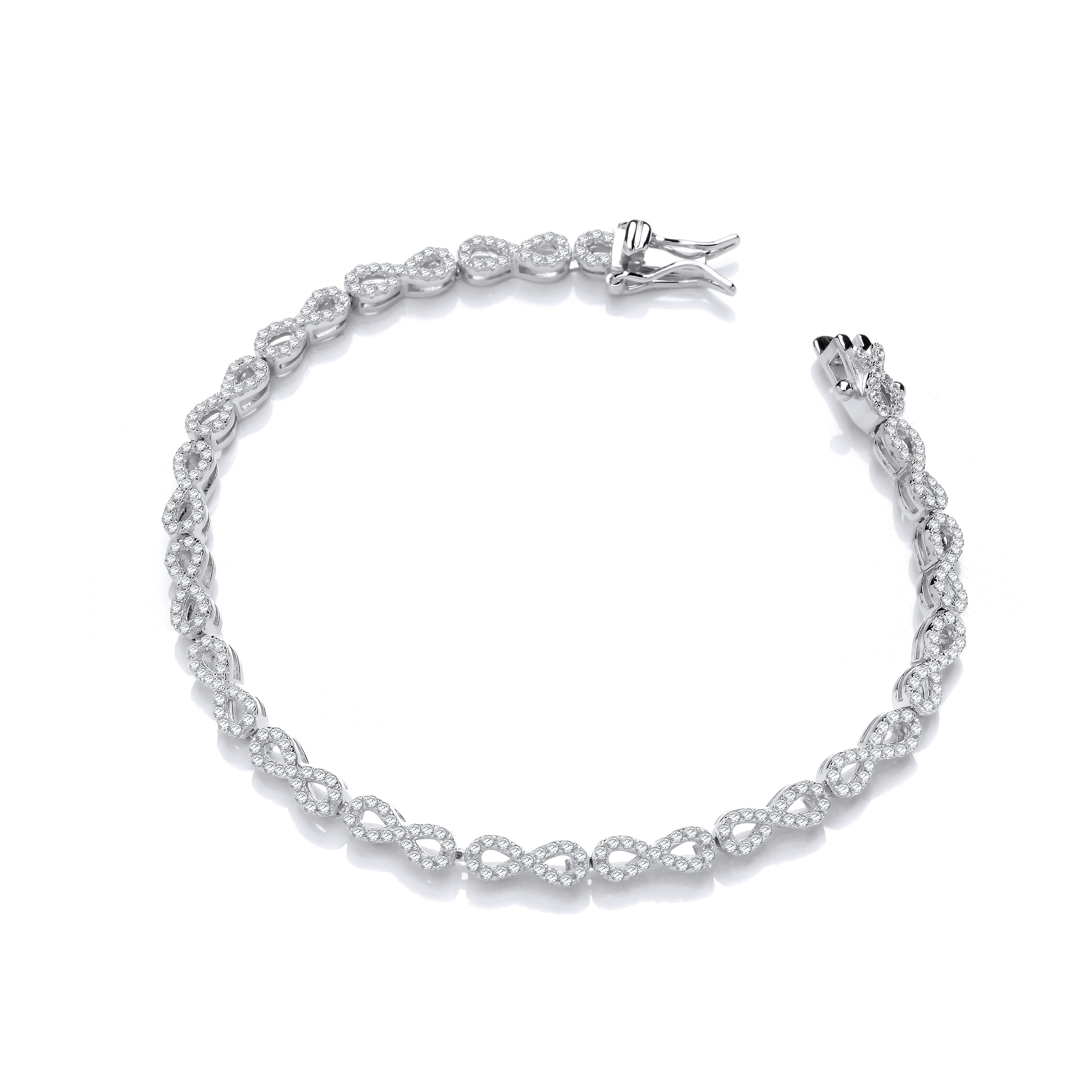 Infinity Tennis Sterling Silver Cubic Zirconia Bracelet