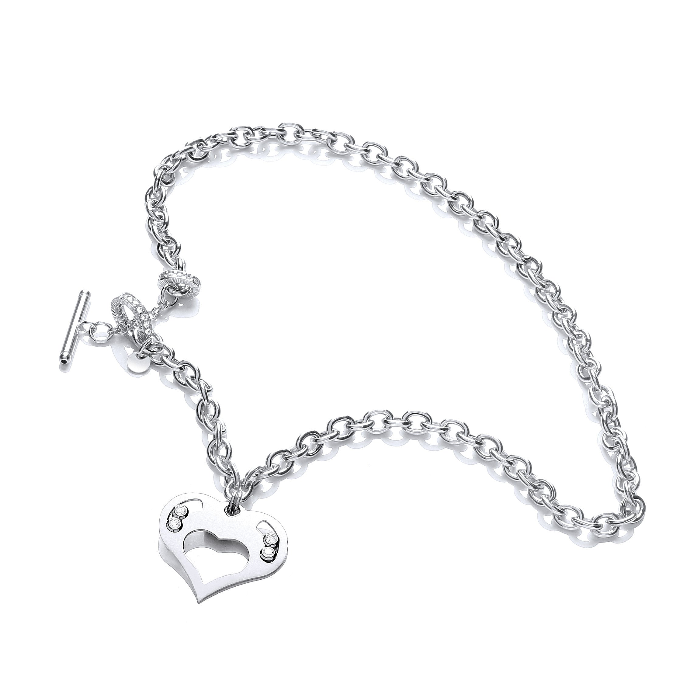 Sterling Silver Heart Chain with Floating Swarovski Elements