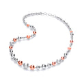 Sterling Silver & Rose Plated Graduated Beads Necklace