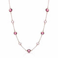 Purple, Pink Stones, Sterling Silver Rose Coated Necklace