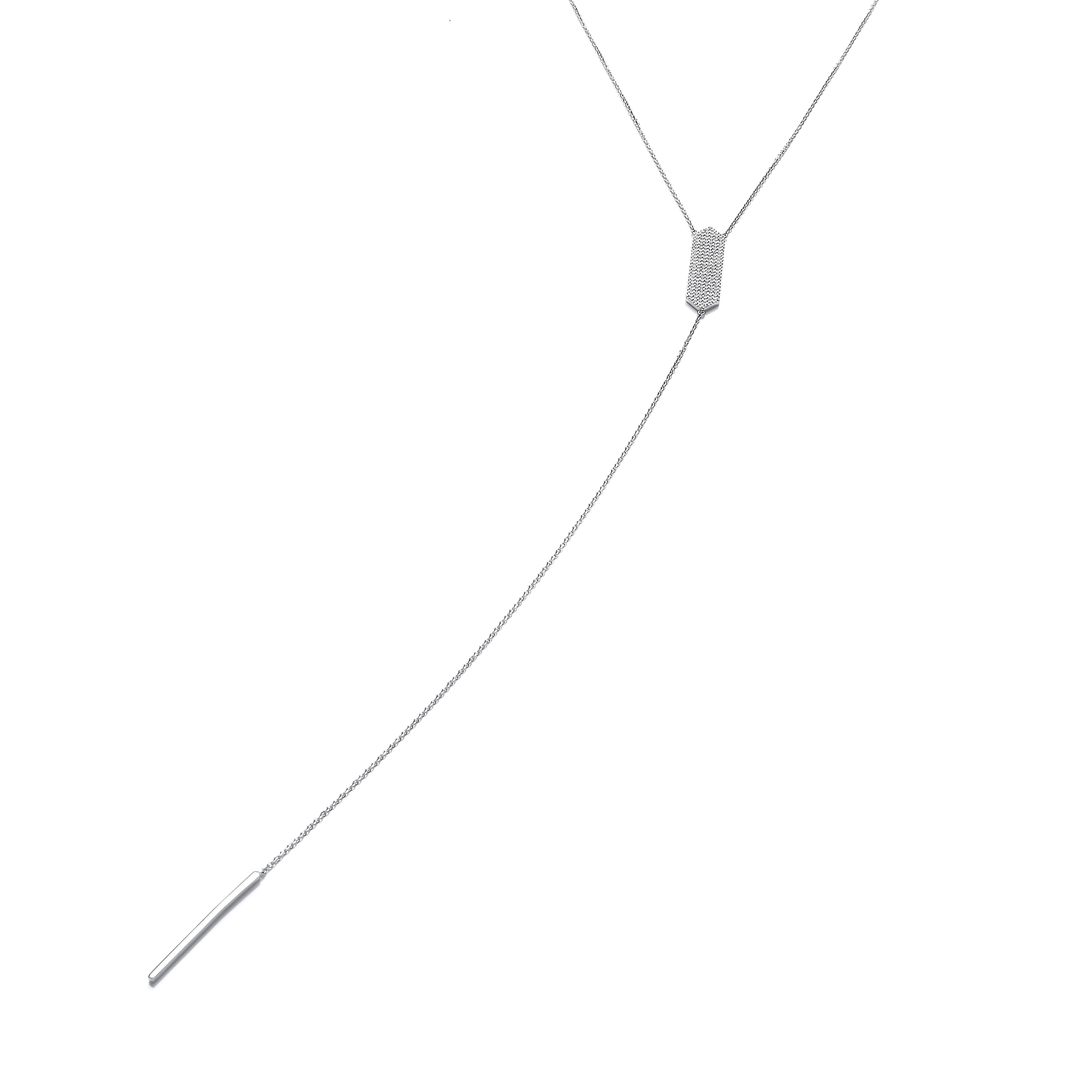 Sterling Silver Cubic Zirconia Vertical Bar and ID Plate