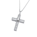 Micro Pave Baguette Cubic Zirconias Cross with Chain