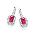 Micro Pave' Fancy Drop Earring with Small Red Cubic Zirconia