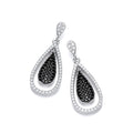 Micro Pave' Black & White Cubic Zirconia Drop Earrings