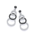 Micro Pave' Black & White Cubic Zirconia Drop Earrings